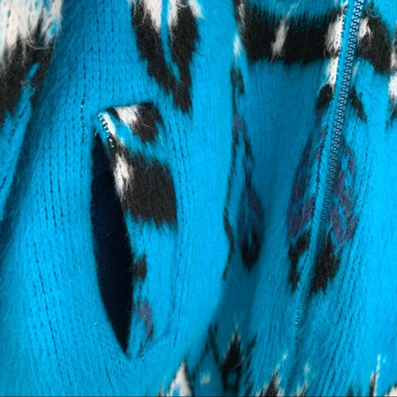 Rare Tejidos Native American Dream Catcher Blue Fluffy Wool Jacket Size M/L - Picture 5 of 14